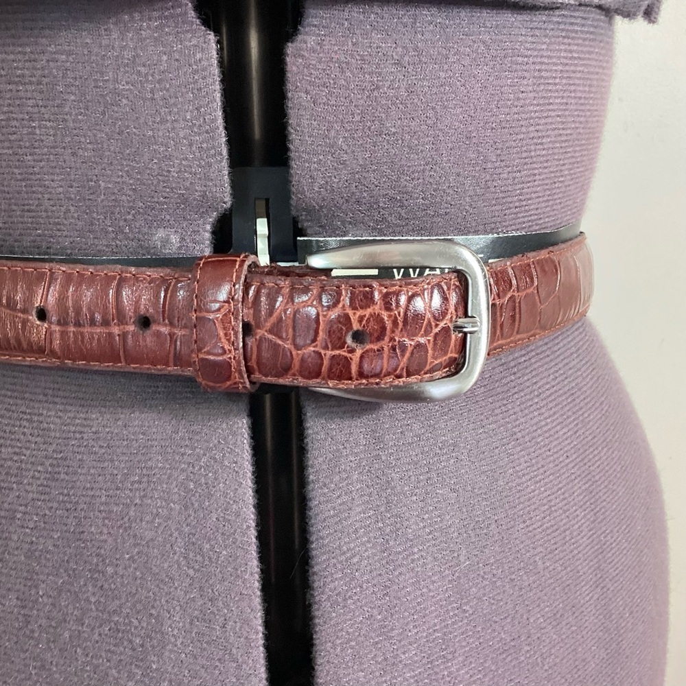 St Johns Bay Croc Embossed Leather Belt Size M - Picture 5 of 15